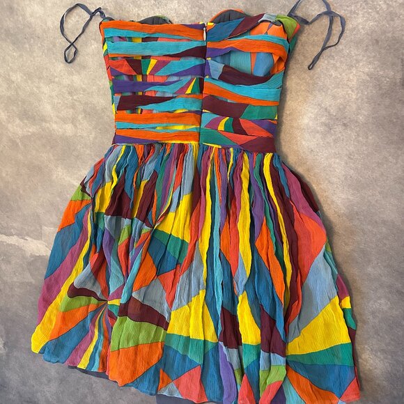 Mara Hoffman Size 2 Multicolored Ribbon Dress with Braid Down the Front - Picture 2 of 3